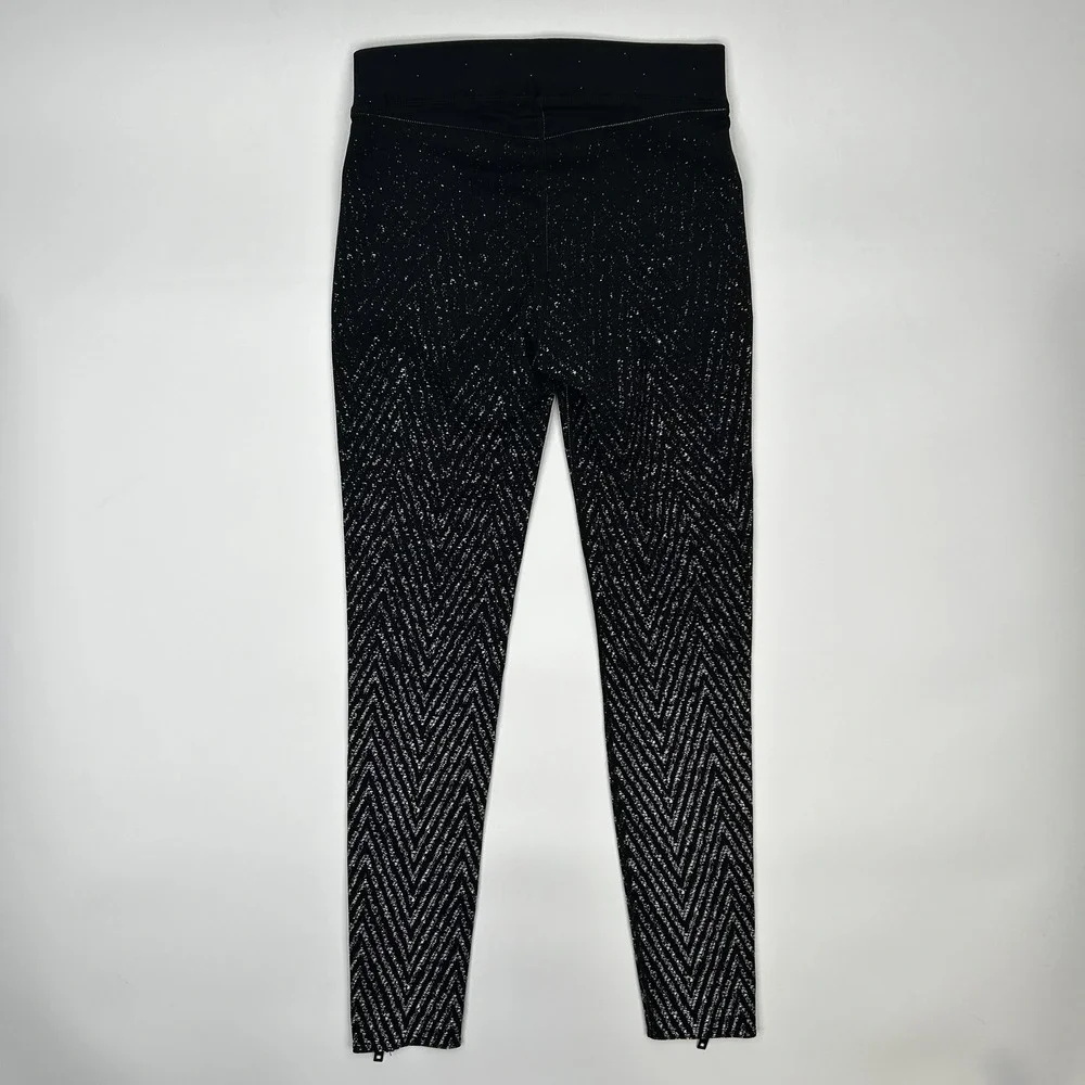 Rag & Bone Active Lawson Chevron Leggings Cropped Ankle Zip Size XS Black White - Picture 4 of 9